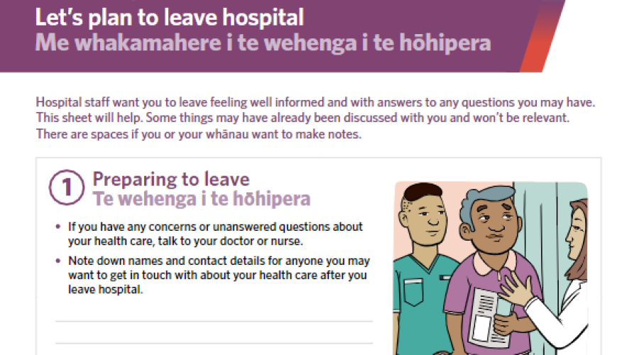 Let’s plan to leave hospital - Me whakamahere i te wehenga i te hōhipera