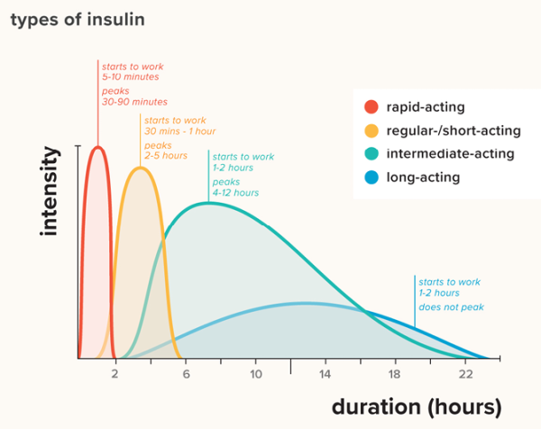 Chart showing types of insulin.  