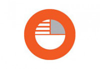 An icon of an orange circle with a smaller circle inside of it. The bottom half of the smaller circle is a solid white colour. The top left quarter of the smaller circle is made up of lines and the top right quarter is grey.