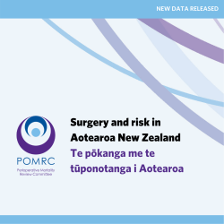 Graphic with the text 'Surgery and risk in Aotearoa New Zealand'