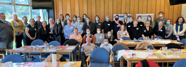 Group photo of allied health professionals attending the trauma rehabilitation study day.